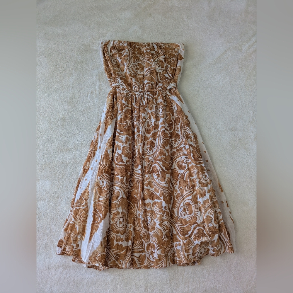 Dianne Von Furstenburg strapless Ikat Watercolor Gauzy knee dress